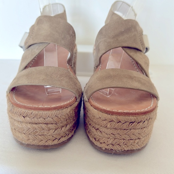 rag & bone August Suede And Leather Espadrille Sandals In Taupe Size 37.5 - Picture 2 of 8